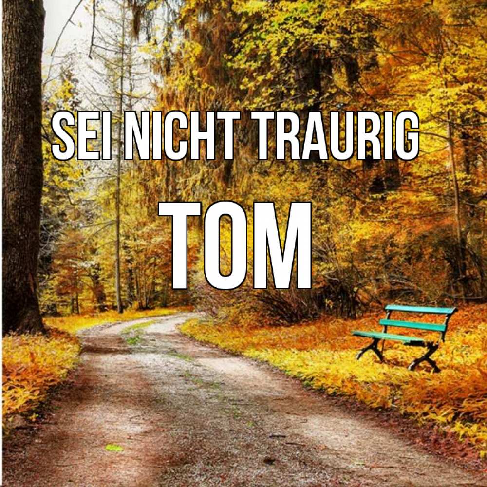 Открытка на каждый день с именем, Tom Sei nicht traurig зеленая лавочка Прикольная открытка с пожеланием онлайн скачать бесплатно 