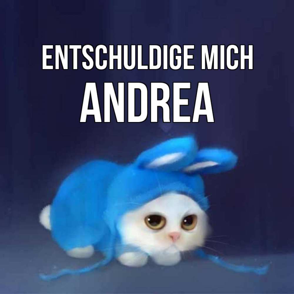 Открытка на каждый день с именем, Andrea Entschuldige mich невинный котозай просит прощения Прикольная открытка с пожеланием онлайн скачать бесплатно 