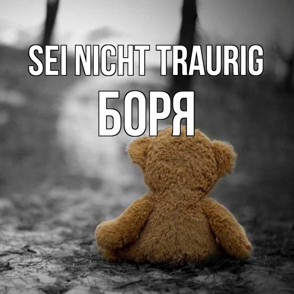 Открытка на каждый день с именем, Боря Sei nicht traurig медведь со спин Прикольная открытка с пожеланием онлайн скачать бесплатно 