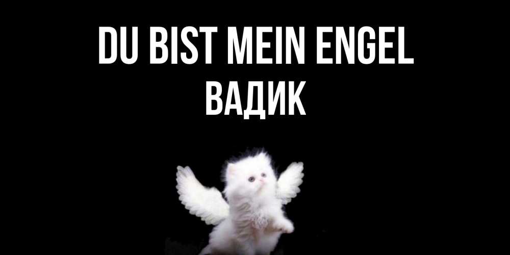 Открытка на каждый день с именем, Вадик Du bist mein Engel Кот ангел Прикольная открытка с пожеланием онлайн скачать бесплатно 