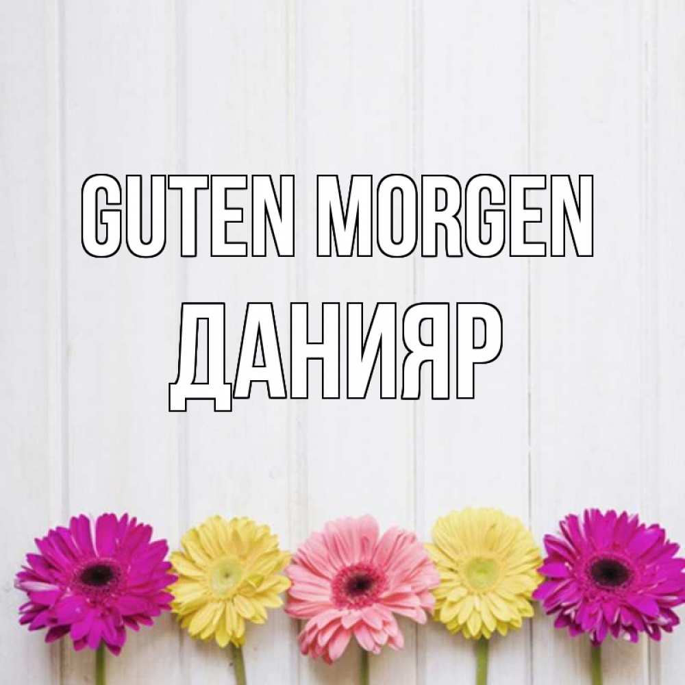 Открытка на каждый день с именем, Данияр Guten Morgen красный желтый и розовый цветок Прикольная открытка с пожеланием онлайн скачать бесплатно 