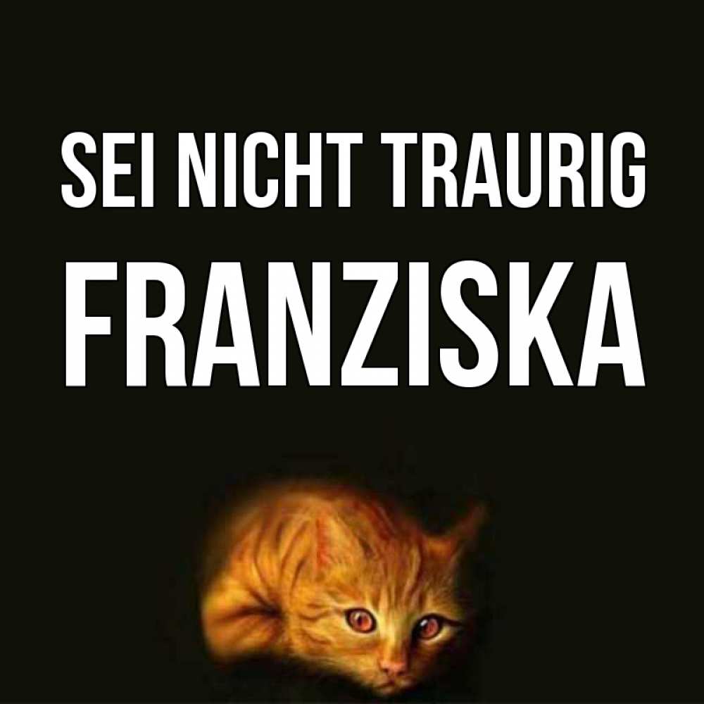 Открытка на каждый день с именем, Franziska Sei nicht traurig лежащий кот в темноте Прикольная открытка с пожеланием онлайн скачать бесплатно 