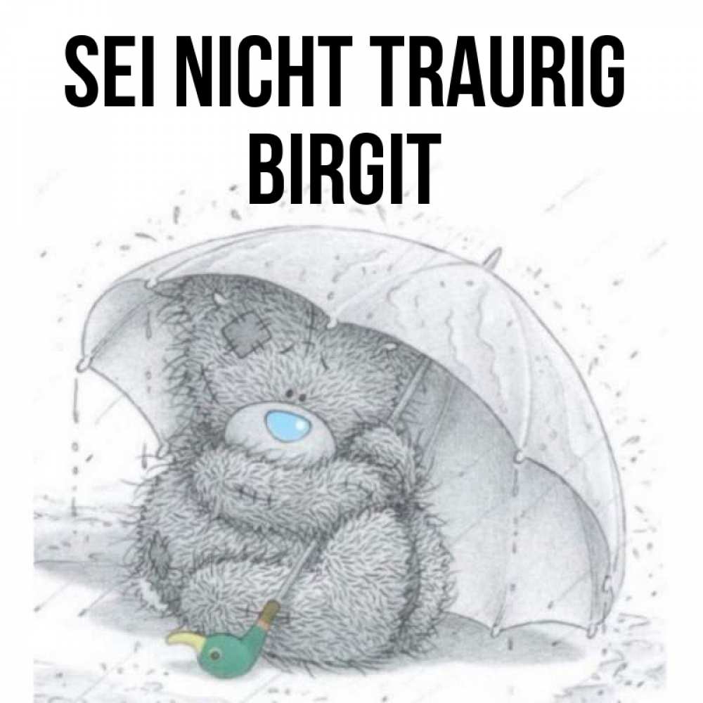 Открытка на каждый день с именем, Birgit Sei nicht traurig спасите мишку Тедди Прикольная открытка с пожеланием онлайн скачать бесплатно 