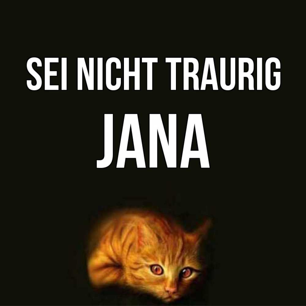Открытка на каждый день с именем, Jana Sei nicht traurig лежащий кот в темноте Прикольная открытка с пожеланием онлайн скачать бесплатно 