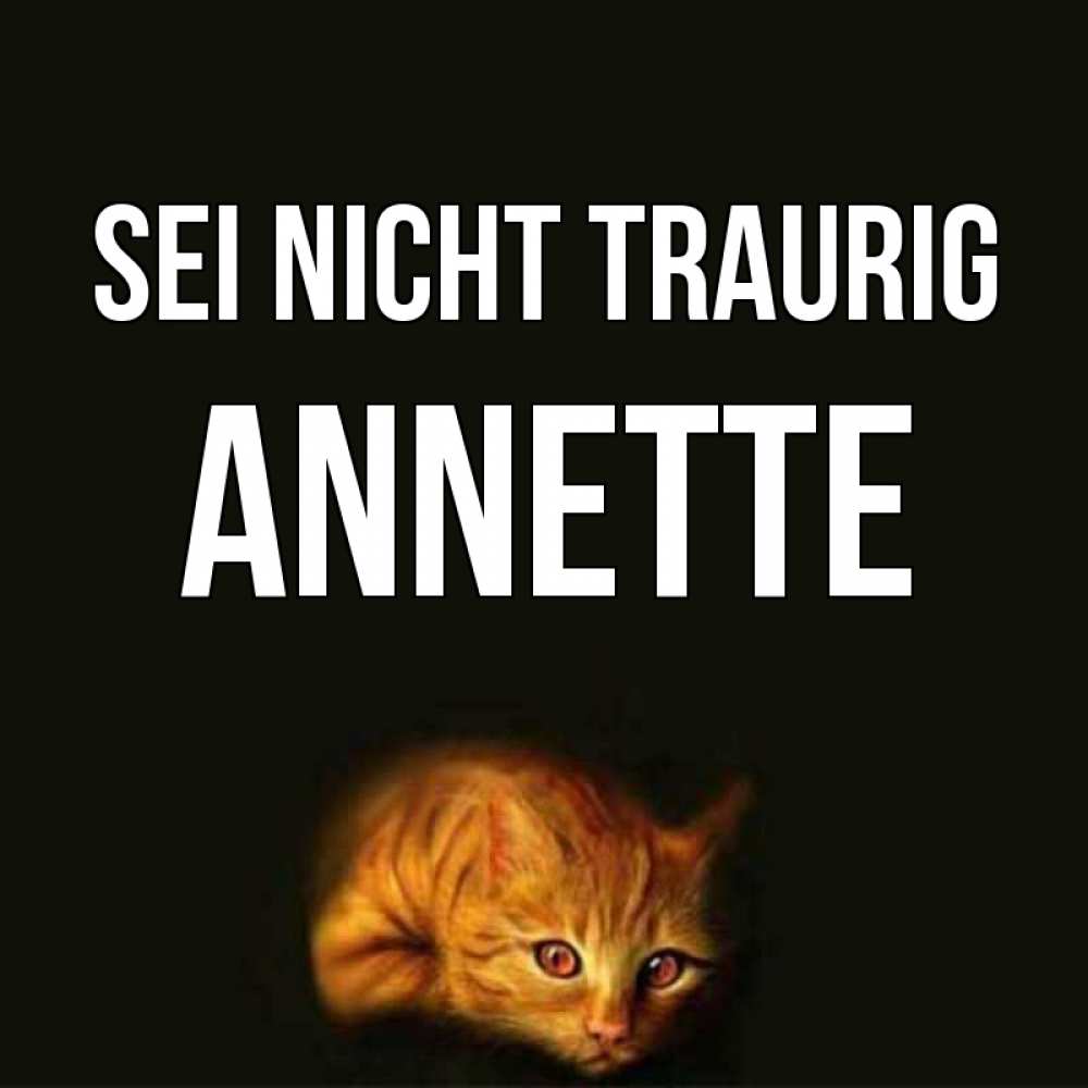 Открытка на каждый день с именем, Annette Sei nicht traurig лежащий кот в темноте Прикольная открытка с пожеланием онлайн скачать бесплатно 