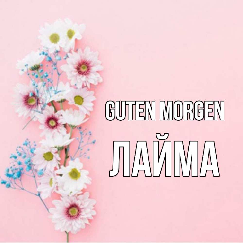Открытка на каждый день с именем, Лайма Guten Morgen цветы с подписью Прикольная открытка с пожеланием онлайн скачать бесплатно 