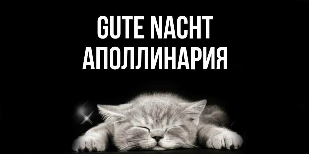Открытка на каждый день с именем, Аполлинария Gute Nacht спящий котик Прикольная открытка с пожеланием онлайн скачать бесплатно 
