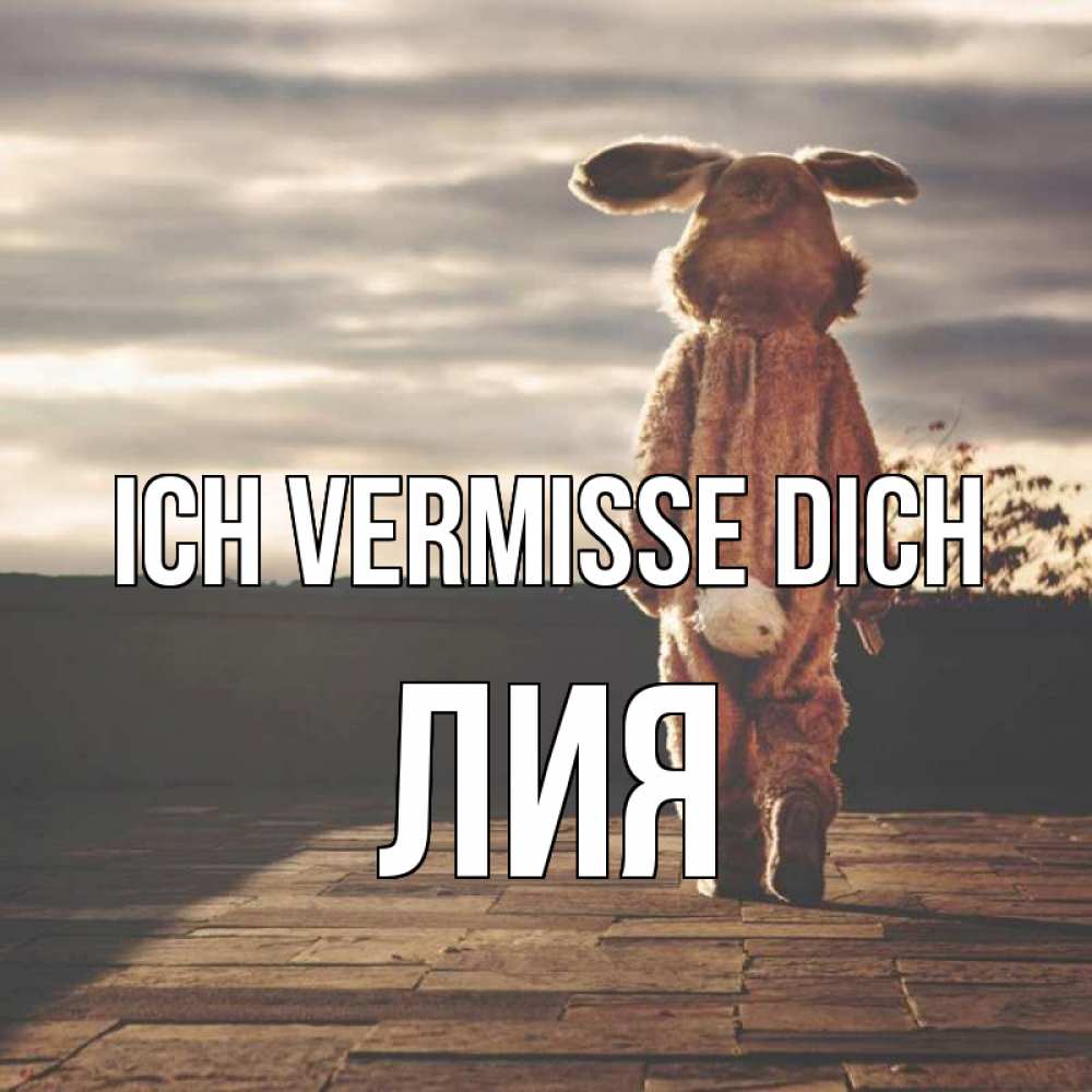 Открытка на каждый день с именем, Лия Ich vermisse dich даже в костюме зайца Прикольная открытка с пожеланием онлайн скачать бесплатно 