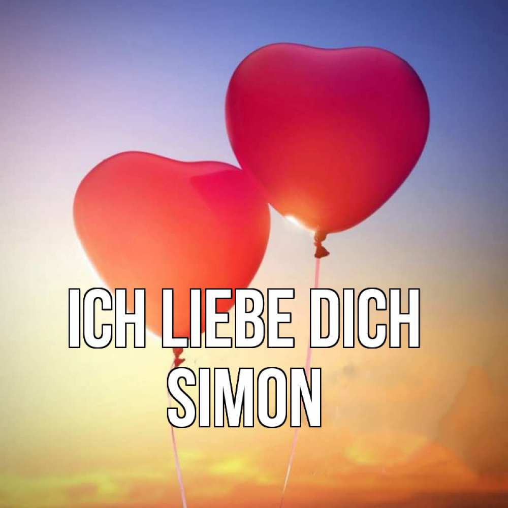 Открытка на каждый день с именем, Simon Ich liebe dich сердце Прикольная открытка с пожеланием онлайн скачать бесплатно 