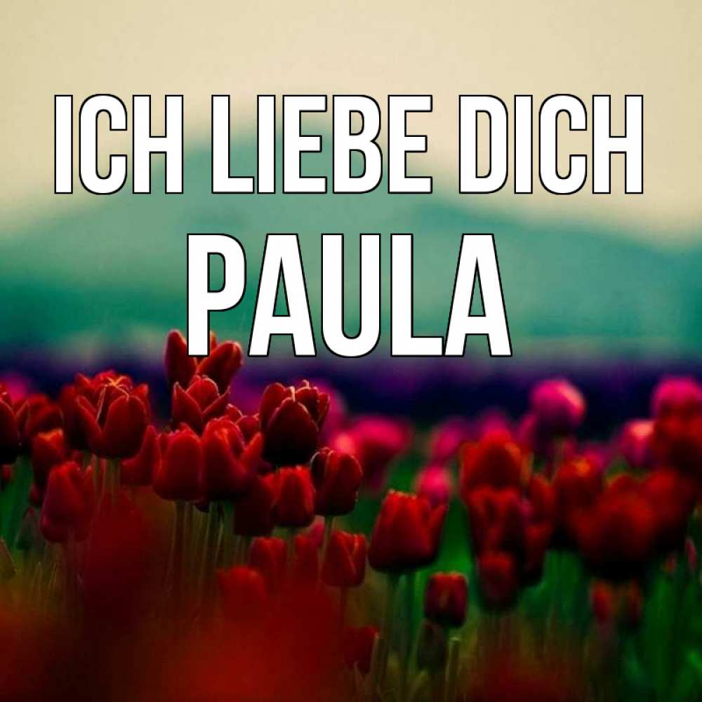 Открытка на каждый день с именем, Paula Ich liebe dich тюльпаны 4 Прикольная открытка с пожеланием онлайн скачать бесплатно 