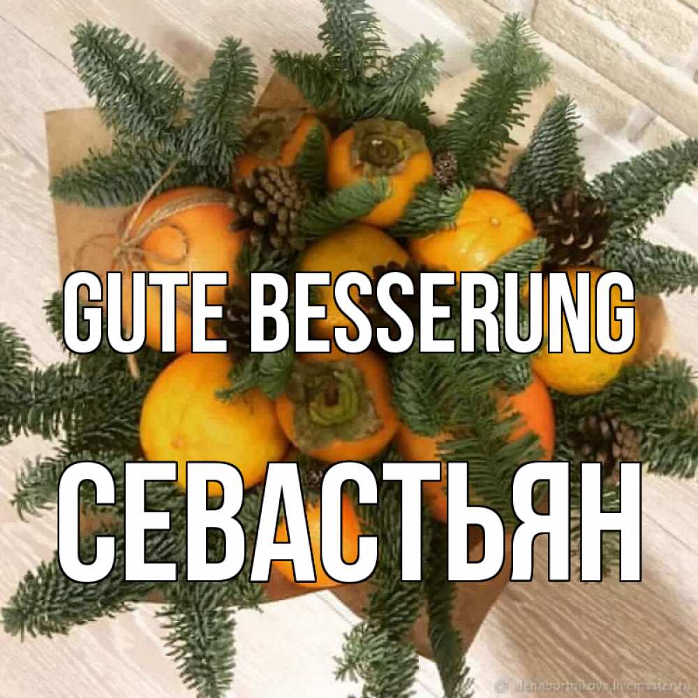Открытка на каждый день с именем, Севастьян Gute Besserung апельсины и хурьма Прикольная открытка с пожеланием онлайн скачать бесплатно 