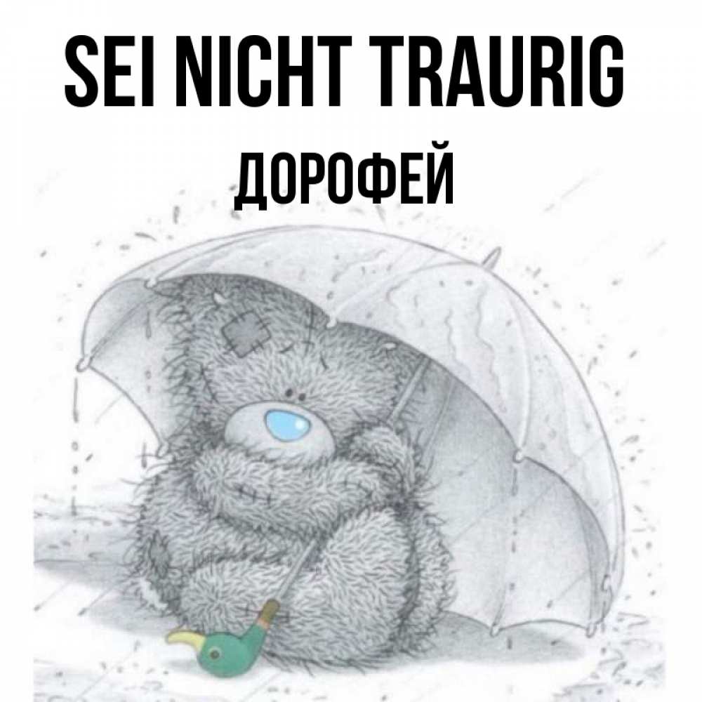 Открытка на каждый день с именем, Дорофей Sei nicht traurig спасите мишку Тедди Прикольная открытка с пожеланием онлайн скачать бесплатно 