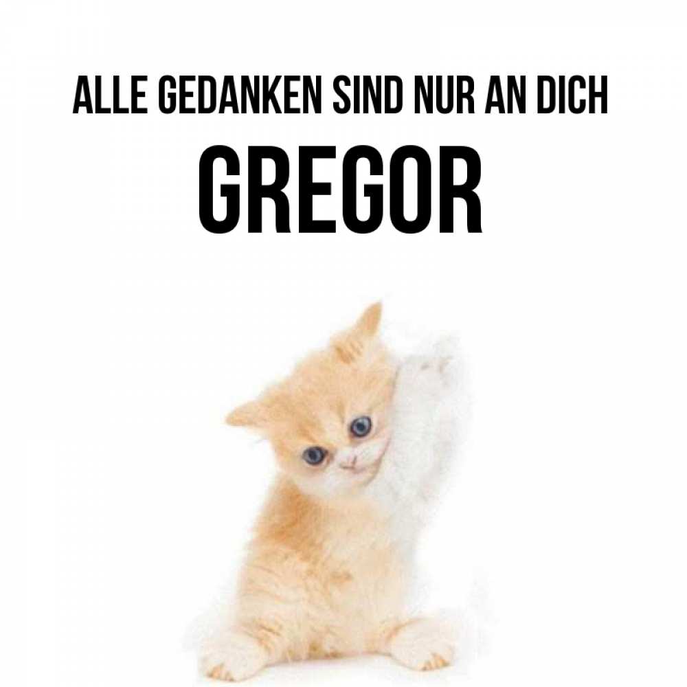 Открытка на каждый день с именем, Gregor Alle Gedanken sind nur an dich зверушки и милота Прикольная открытка с пожеланием онлайн скачать бесплатно 
