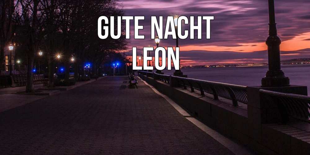 Открытка на каждый день с именем, Leon Gute Nacht фонари на фоне реки Прикольная открытка с пожеланием онлайн скачать бесплатно 