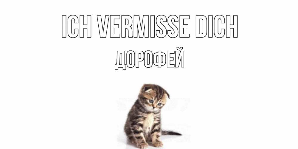 Открытка на каждый день с именем, Дорофей Ich vermisse dich кот Прикольная открытка с пожеланием онлайн скачать бесплатно 