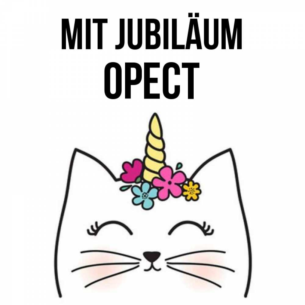 Открытка на каждый день с именем, Орест Mit Jubiläum милый кот с одним рожком Прикольная открытка с пожеланием онлайн скачать бесплатно 