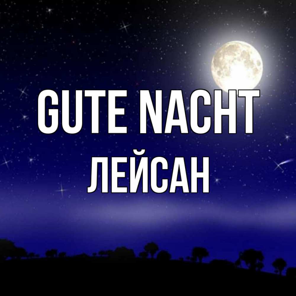 Открытка на каждый день с именем, Лейсан Gute Nacht ночное небо и лесная опушка при свете луны Прикольная открытка с пожеланием онлайн скачать бесплатно 