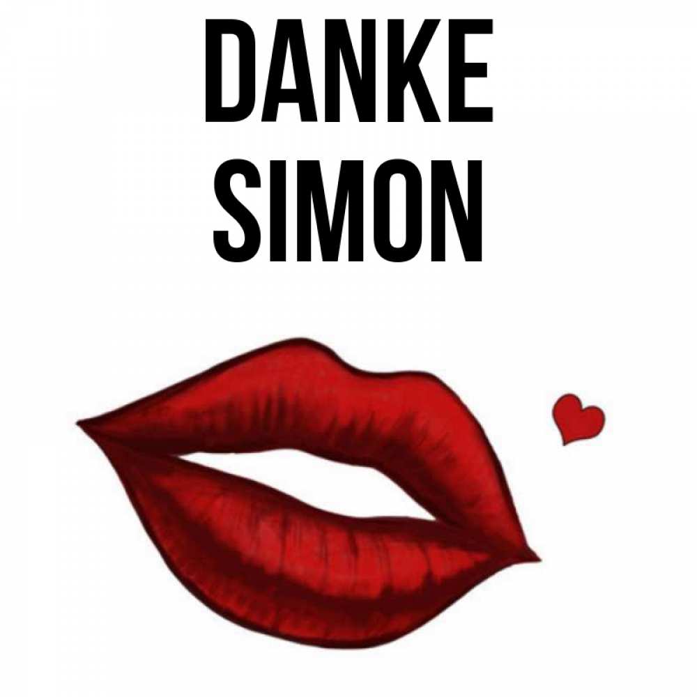 Открытка на каждый день с именем, Simon Danke целую нежно с сердечком Прикольная открытка с пожеланием онлайн скачать бесплатно 
