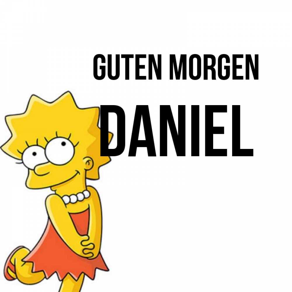 Открытка на каждый день с именем, Daniel Guten Morgen в платье и ожерелье Прикольная открытка с пожеланием онлайн скачать бесплатно 