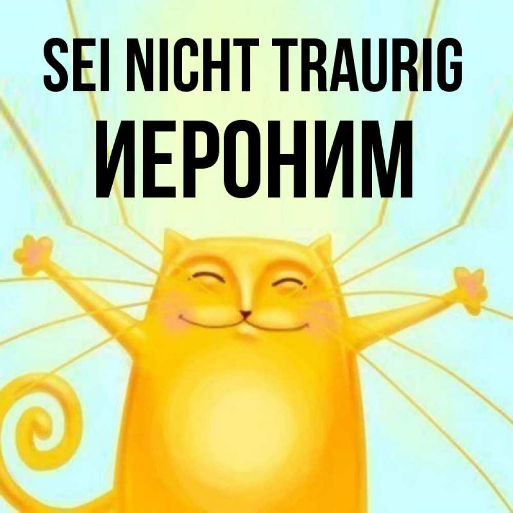 Открытка на каждый день с именем, Иероним Sei nicht traurig обнимашки усатые Прикольная открытка с пожеланием онлайн скачать бесплатно 