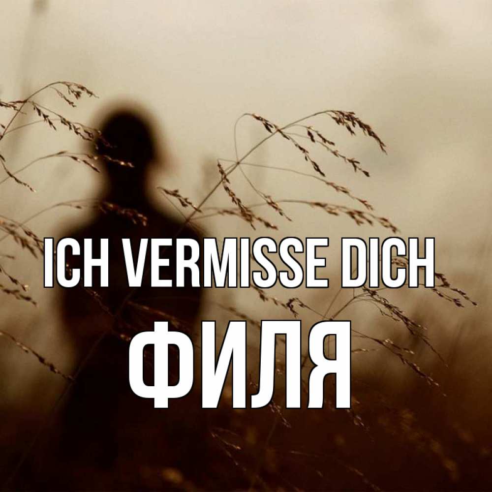 Открытка на каждый день с именем, Филя Ich vermisse dich силуэт девушки Прикольная открытка с пожеланием онлайн скачать бесплатно 