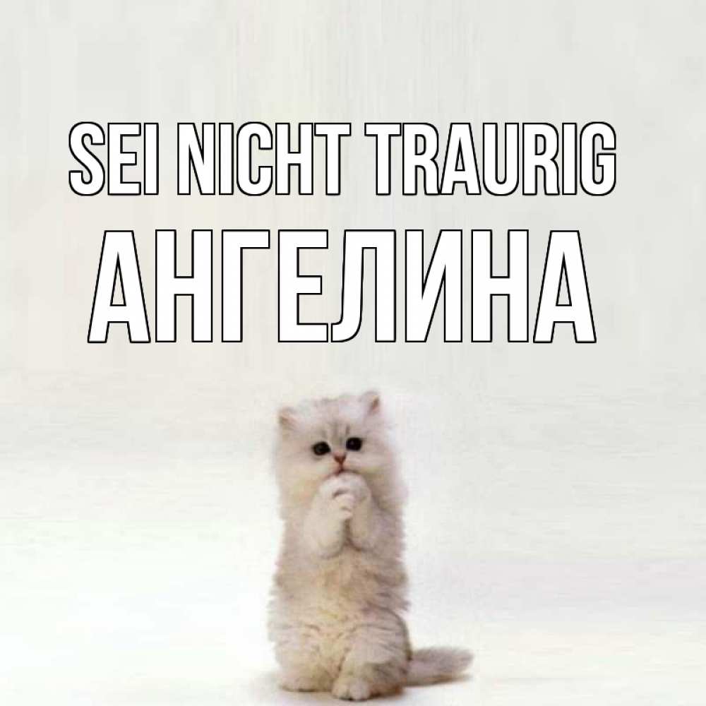 Открытка на каждый день с именем, Ангелина Sei nicht traurig грустный кот Прикольная открытка с пожеланием онлайн скачать бесплатно 