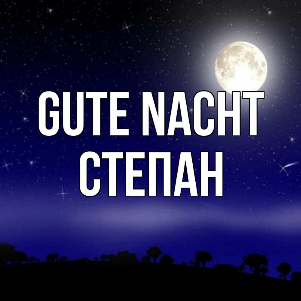 Открытка на каждый день с именем, Степан Gute Nacht ночное небо и лесная опушка при свете луны Прикольная открытка с пожеланием онлайн скачать бесплатно 