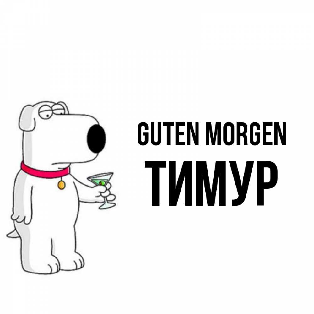 Открытка на каждый день с именем, Тимур Guten Morgen герои мультфильмов белый пес Прикольная открытка с пожеланием онлайн скачать бесплатно 