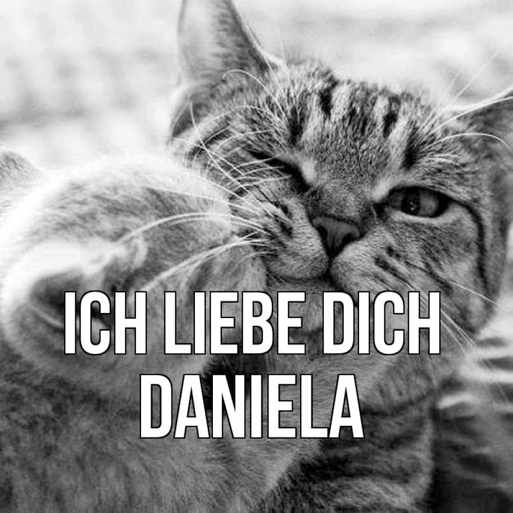 Открытка на каждый день с именем, Daniela Ich liebe dich коты Прикольная открытка с пожеланием онлайн скачать бесплатно 