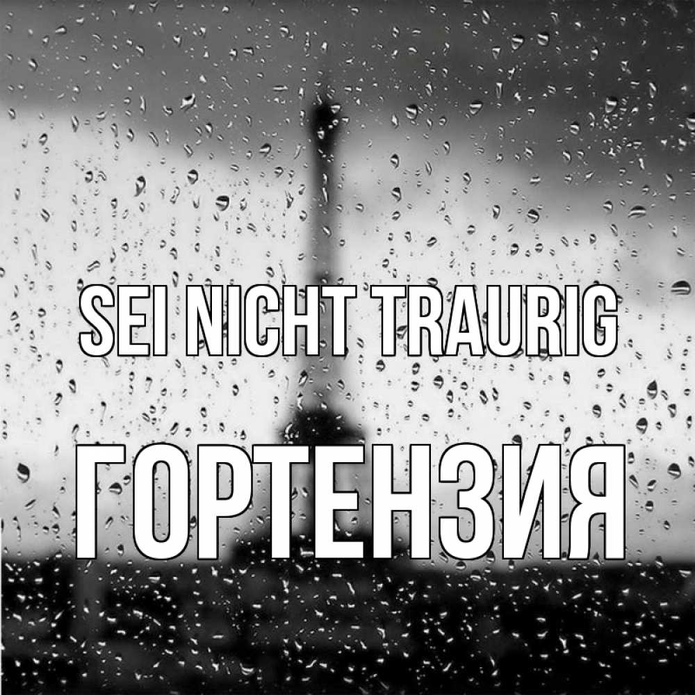 Открытка на каждый день с именем, Гортензия Sei nicht traurig Париж и Эйфелева башня Прикольная открытка с пожеланием онлайн скачать бесплатно 