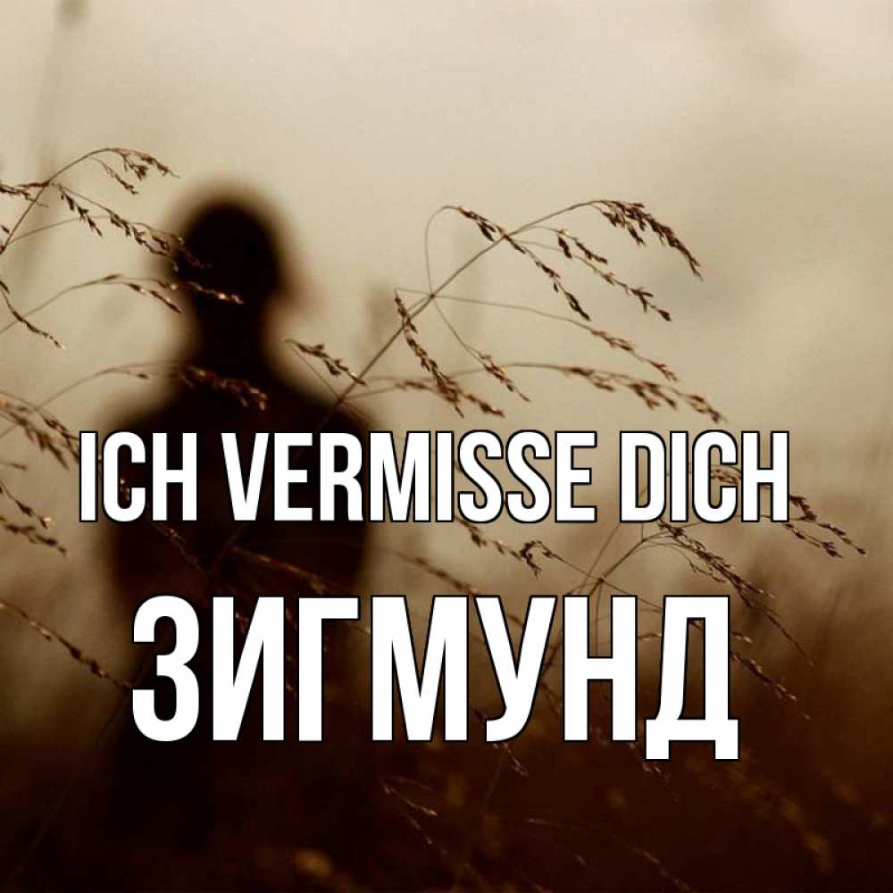 Открытка на каждый день с именем, Зигмунд Ich vermisse dich силуэт девушки Прикольная открытка с пожеланием онлайн скачать бесплатно 