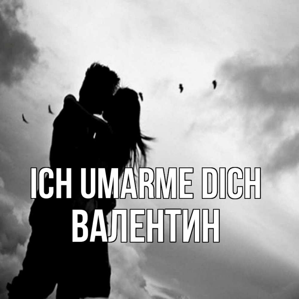 Открытка на каждый день с именем, Валентин Ich umarme dich летят птицы Прикольная открытка с пожеланием онлайн скачать бесплатно 