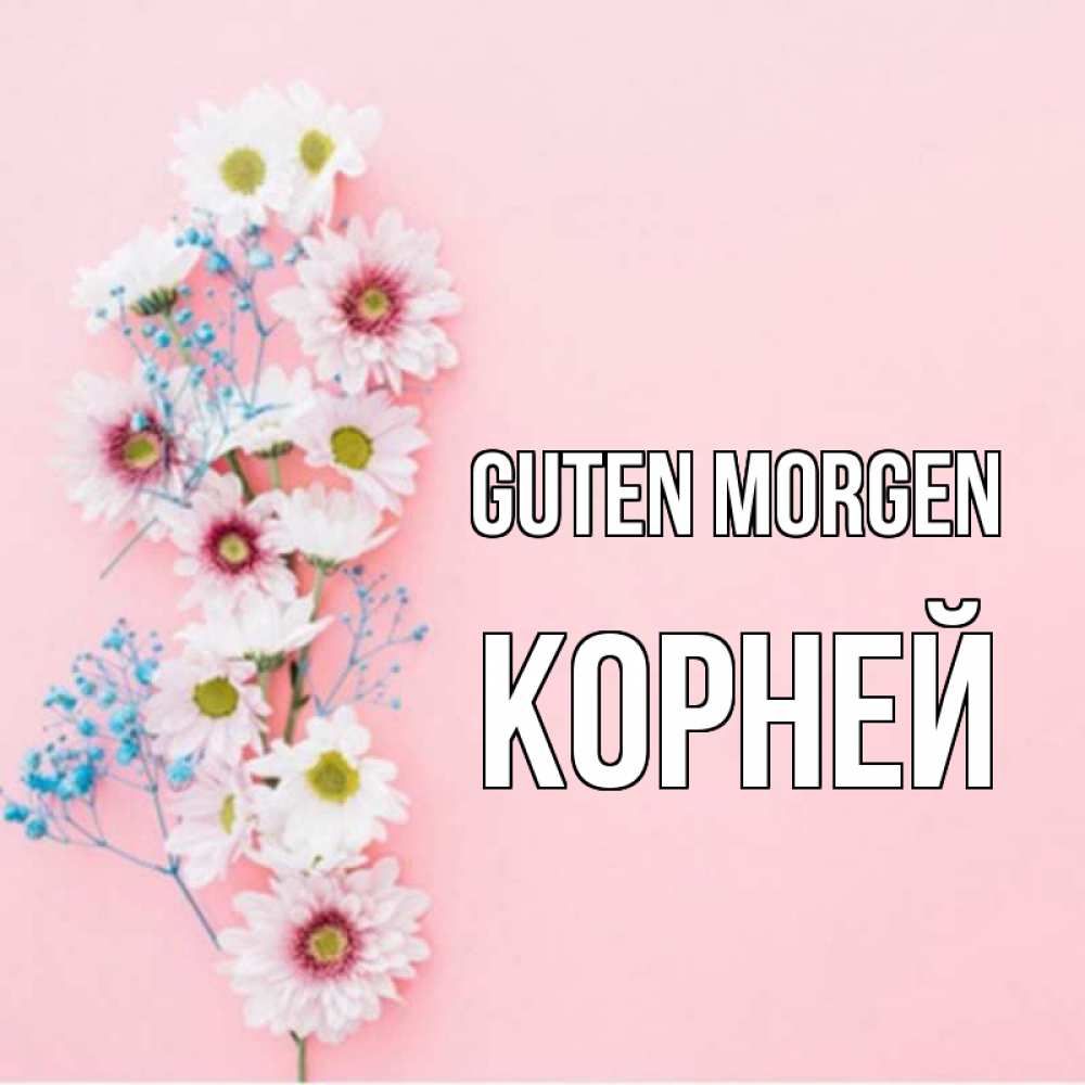 Открытка на каждый день с именем, Корней Guten Morgen цветы с подписью Прикольная открытка с пожеланием онлайн скачать бесплатно 