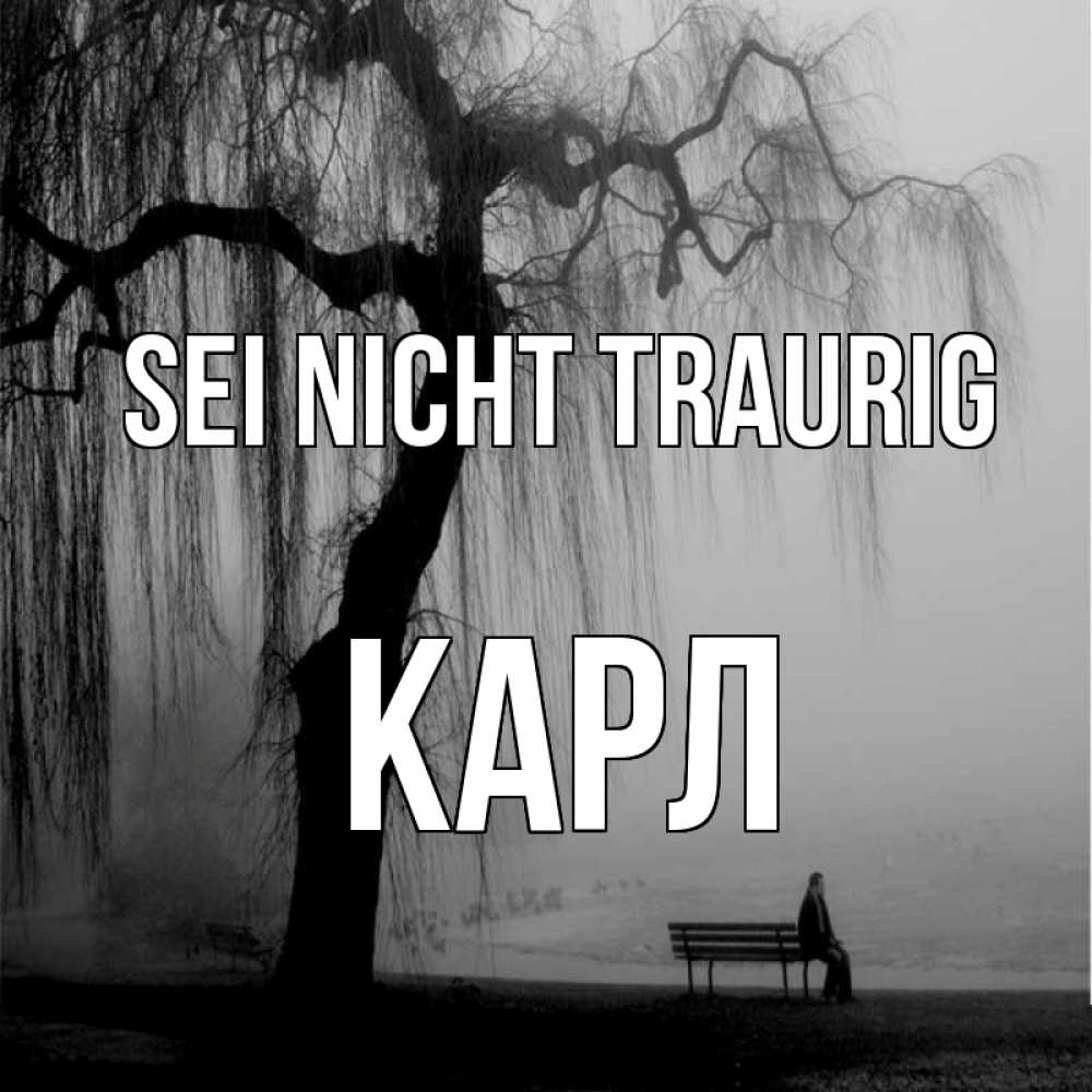 Открытка на каждый день с именем, Карл Sei nicht traurig висящие ветки дерева и лавочка под деревом Прикольная открытка с пожеланием онлайн скачать бесплатно 