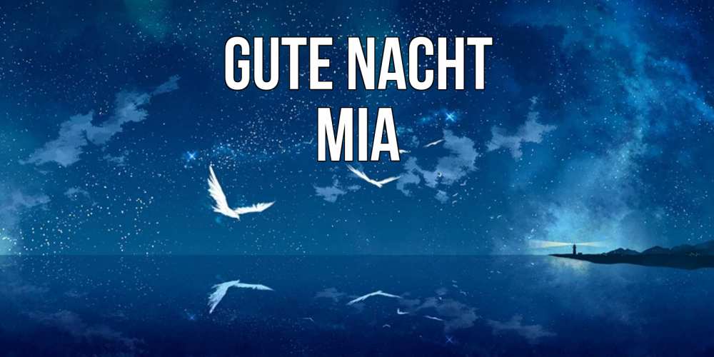 Открытка на каждый день с именем, Mia Gute Nacht птицы летят на фоне ночного неба Прикольная открытка с пожеланием онлайн скачать бесплатно 