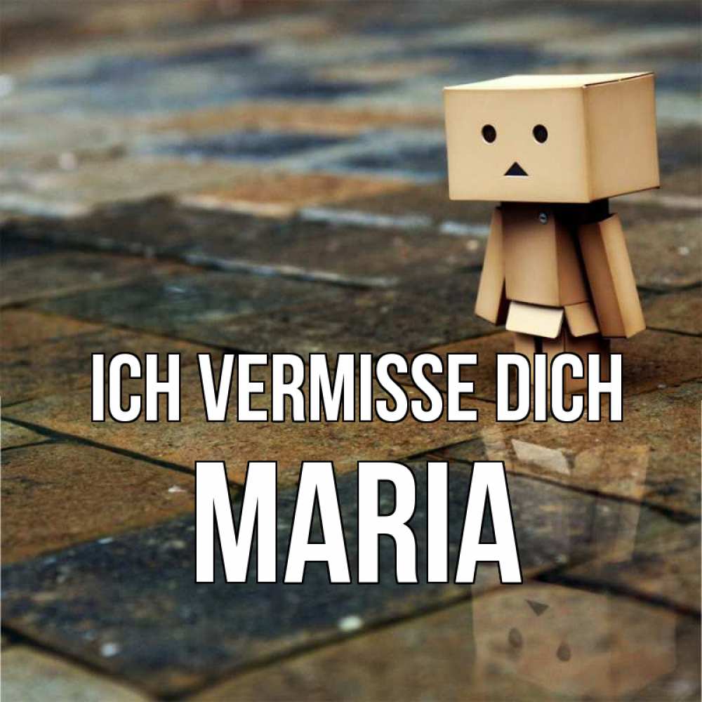 Открытка на каждый день с именем, Maria Ich vermisse dich куколка из картона в стиле майнкрафт Прикольная открытка с пожеланием онлайн скачать бесплатно 