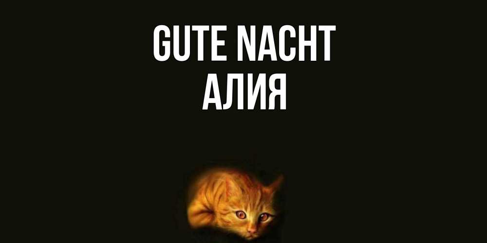Открытка на каждый день с именем, Алия Gute Nacht кот Прикольная открытка с пожеланием онлайн скачать бесплатно 