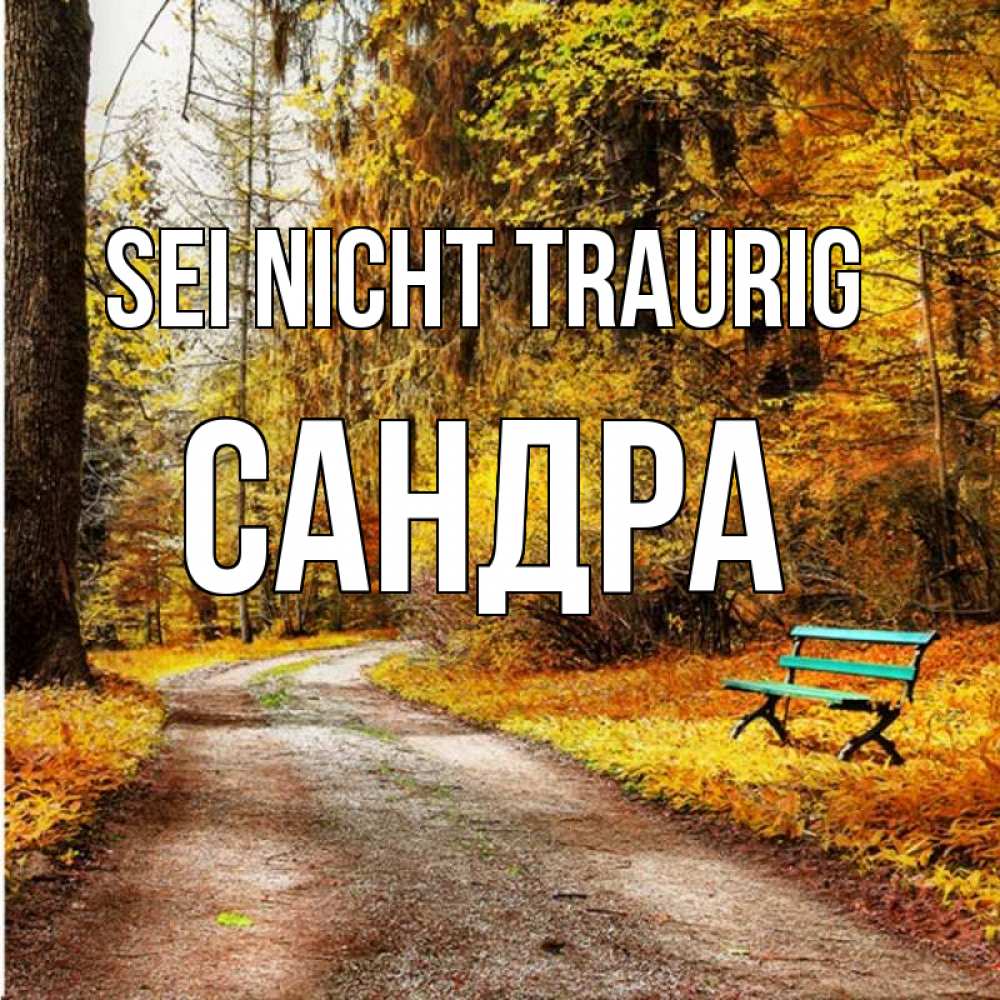 Открытка на каждый день с именем, Сандра Sei nicht traurig зеленая лавочка Прикольная открытка с пожеланием онлайн скачать бесплатно 