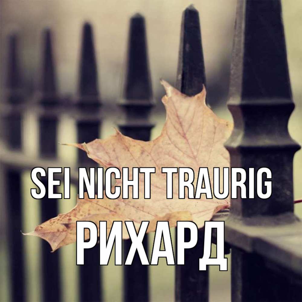 Открытка на каждый день с именем, Рихард Sei nicht traurig лист клена Прикольная открытка с пожеланием онлайн скачать бесплатно 