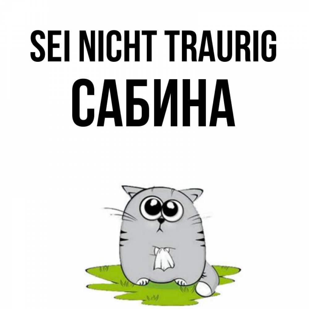 Открытка на каждый день с именем, Сабина Sei nicht traurig грустный котяра Прикольная открытка с пожеланием онлайн скачать бесплатно 