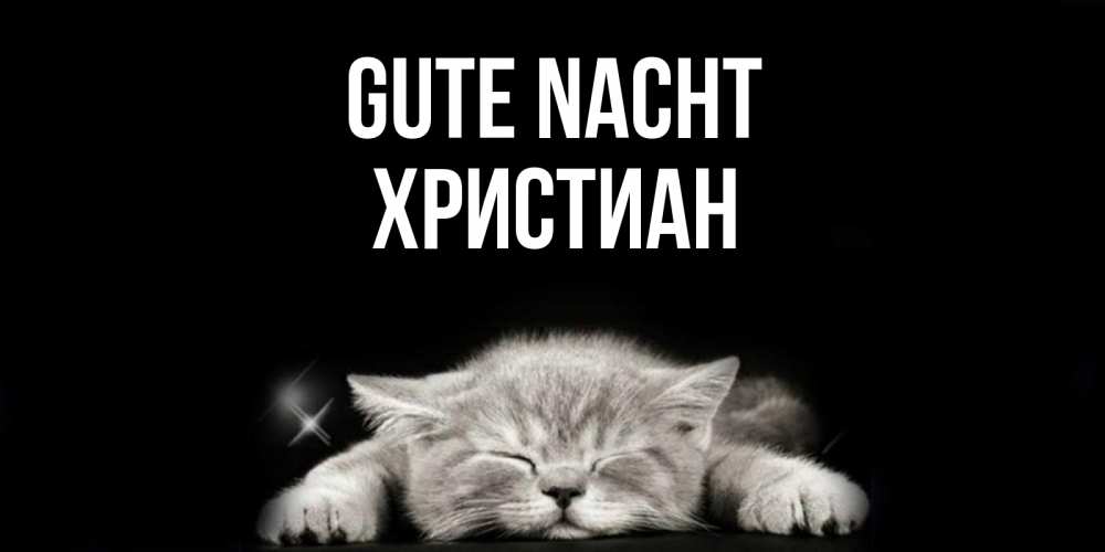 Открытка на каждый день с именем, Христиан Gute Nacht спящий котик Прикольная открытка с пожеланием онлайн скачать бесплатно 