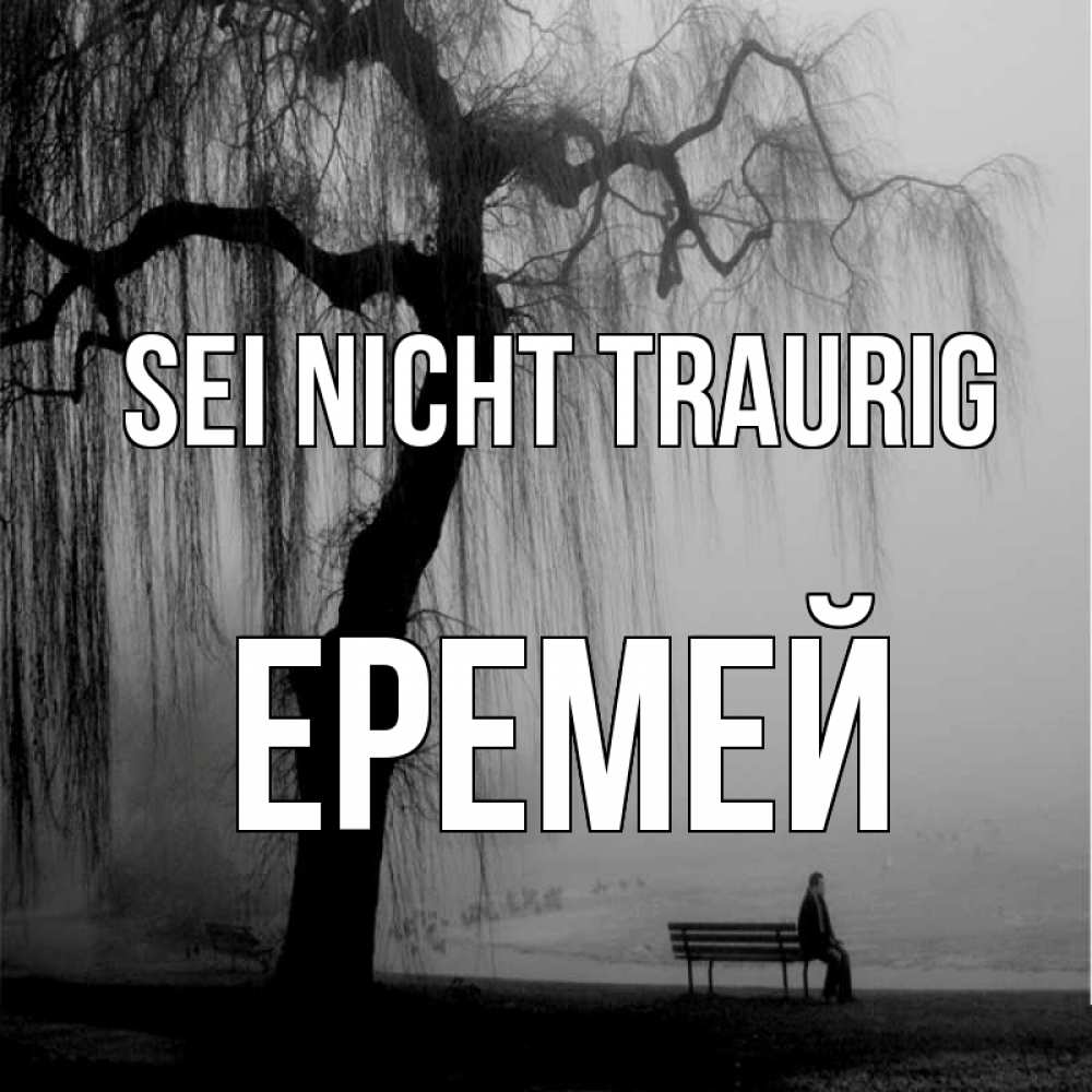Открытка на каждый день с именем, Еремей Sei nicht traurig висящие ветки дерева и лавочка под деревом Прикольная открытка с пожеланием онлайн скачать бесплатно 