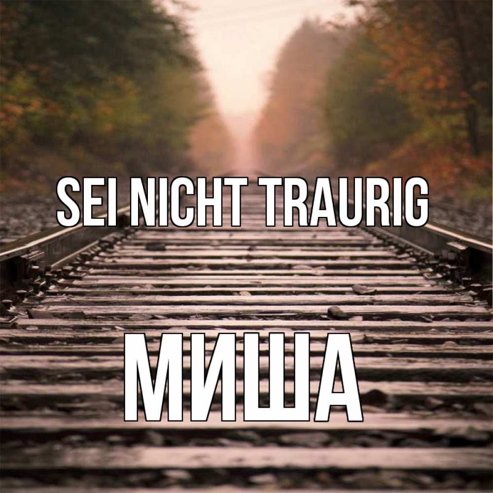 Открытка на каждый день с именем, Миша Sei nicht traurig лес и железная дорога Прикольная открытка с пожеланием онлайн скачать бесплатно 