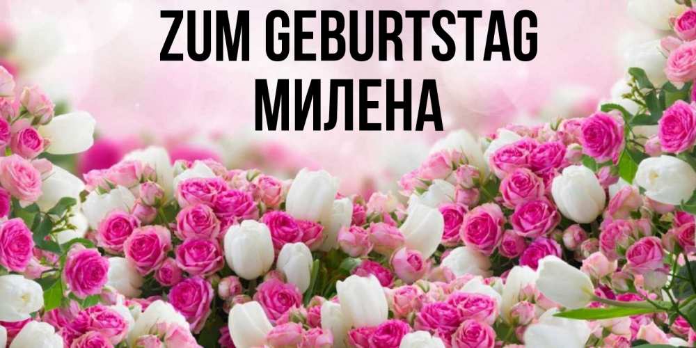 Открытка на каждый день с именем, Милена Zum Geburtstag открытка с разными розами Прикольная открытка с пожеланием онлайн скачать бесплатно 