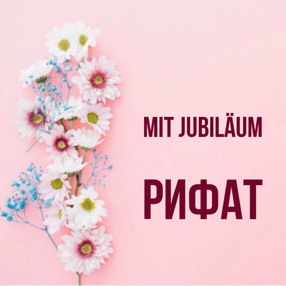 Открытка на каждый день с именем, Рифат Mit Jubiläum Родная моя с днем рождения тебя картинка с цветами белыми и голубыми Прикольная открытка с пожеланием онлайн скачать бесплатно 