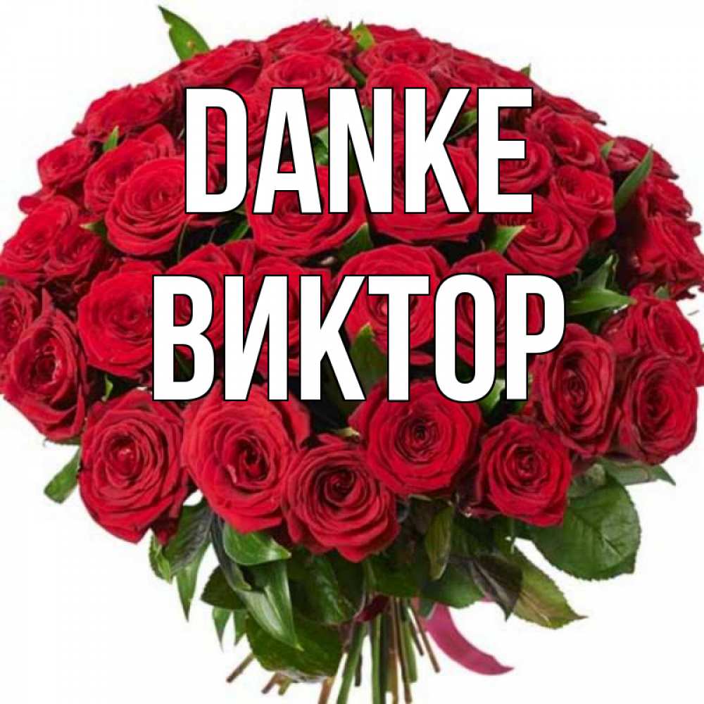 Открытка на каждый день с именем, Виктор Danke букет красных роз Прикольная открытка с пожеланием онлайн скачать бесплатно 