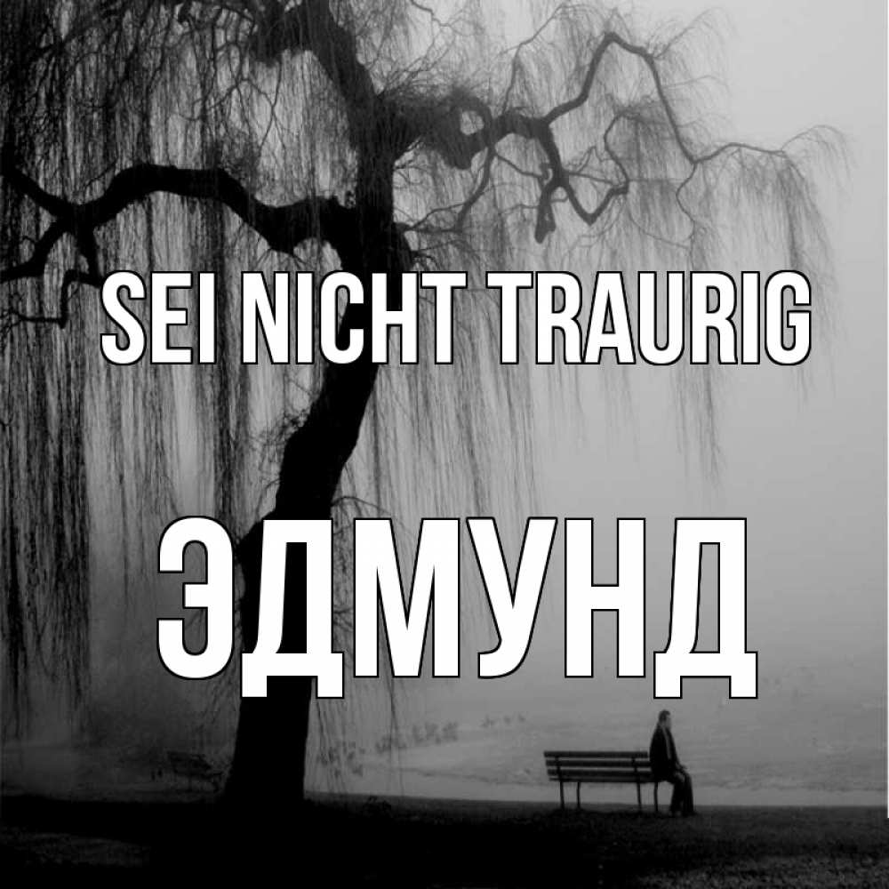 Открытка на каждый день с именем, Эдмунд Sei nicht traurig висящие ветки дерева и лавочка под деревом Прикольная открытка с пожеланием онлайн скачать бесплатно 