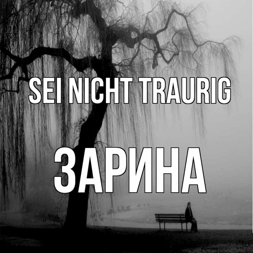 Открытка на каждый день с именем, Зарина Sei nicht traurig висящие ветки дерева и лавочка под деревом Прикольная открытка с пожеланием онлайн скачать бесплатно 