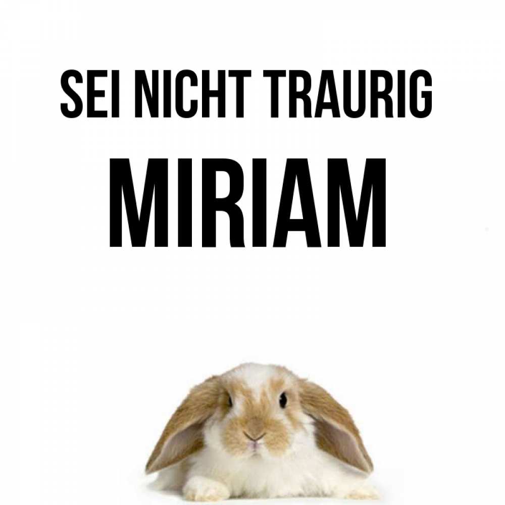 Открытка на каждый день с именем, Miriam Sei nicht traurig коричнево белый заяц с большими ушками Прикольная открытка с пожеланием онлайн скачать бесплатно 