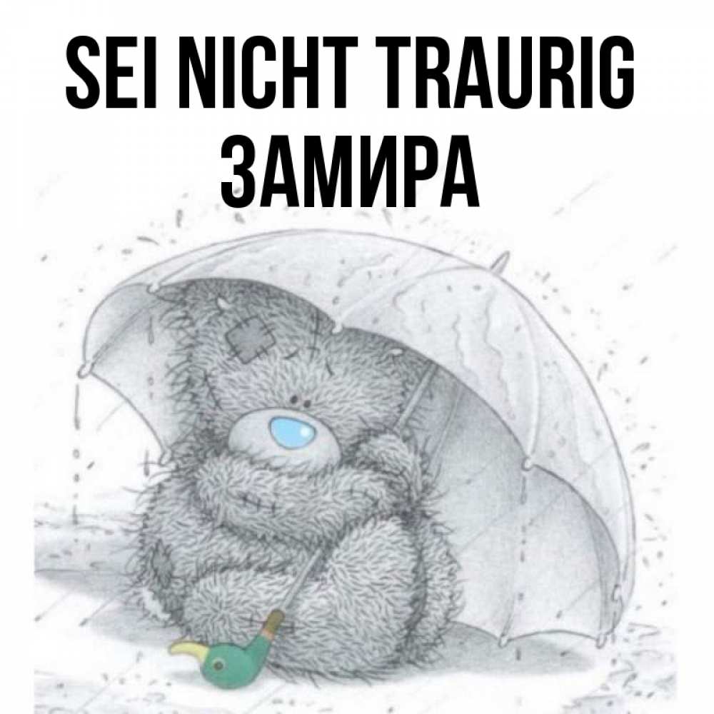 Открытка на каждый день с именем, Замира Sei nicht traurig спасите мишку Тедди Прикольная открытка с пожеланием онлайн скачать бесплатно 